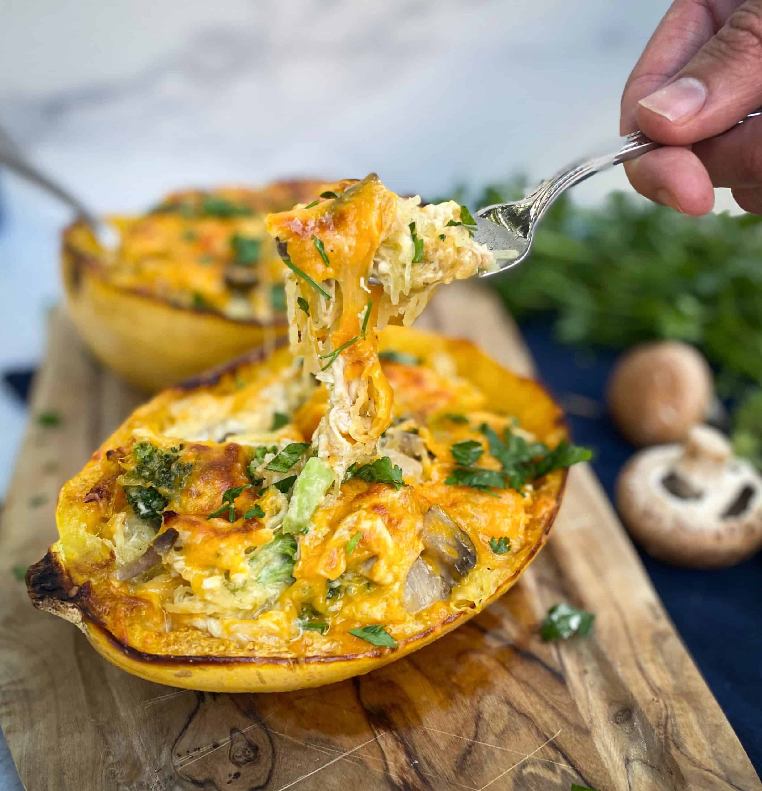 Chicken Broccoli Spaghetti Squash Boats The Jam Jar Kitchen
