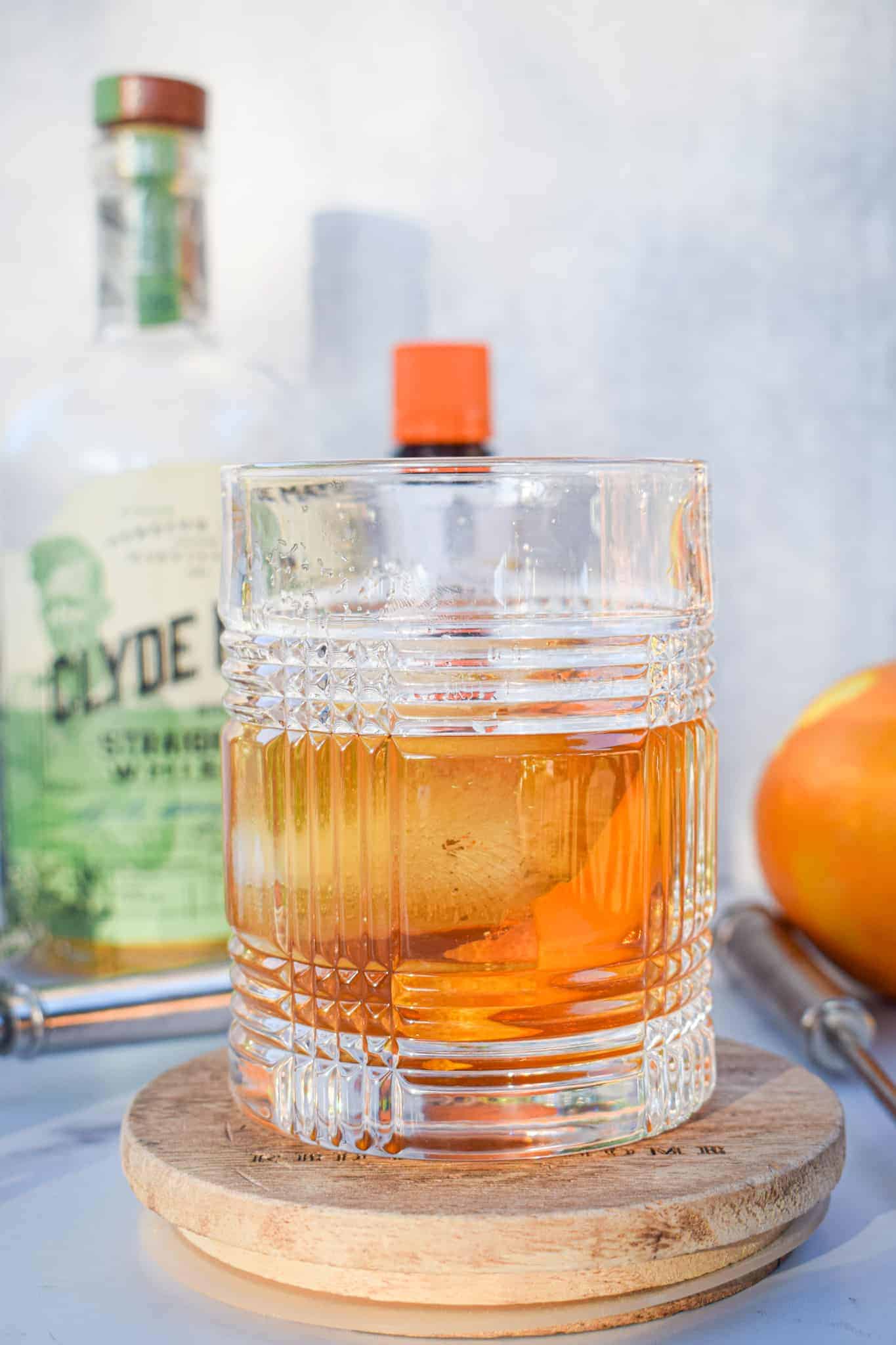 whiskey old fashioned cocktail with maple syrup