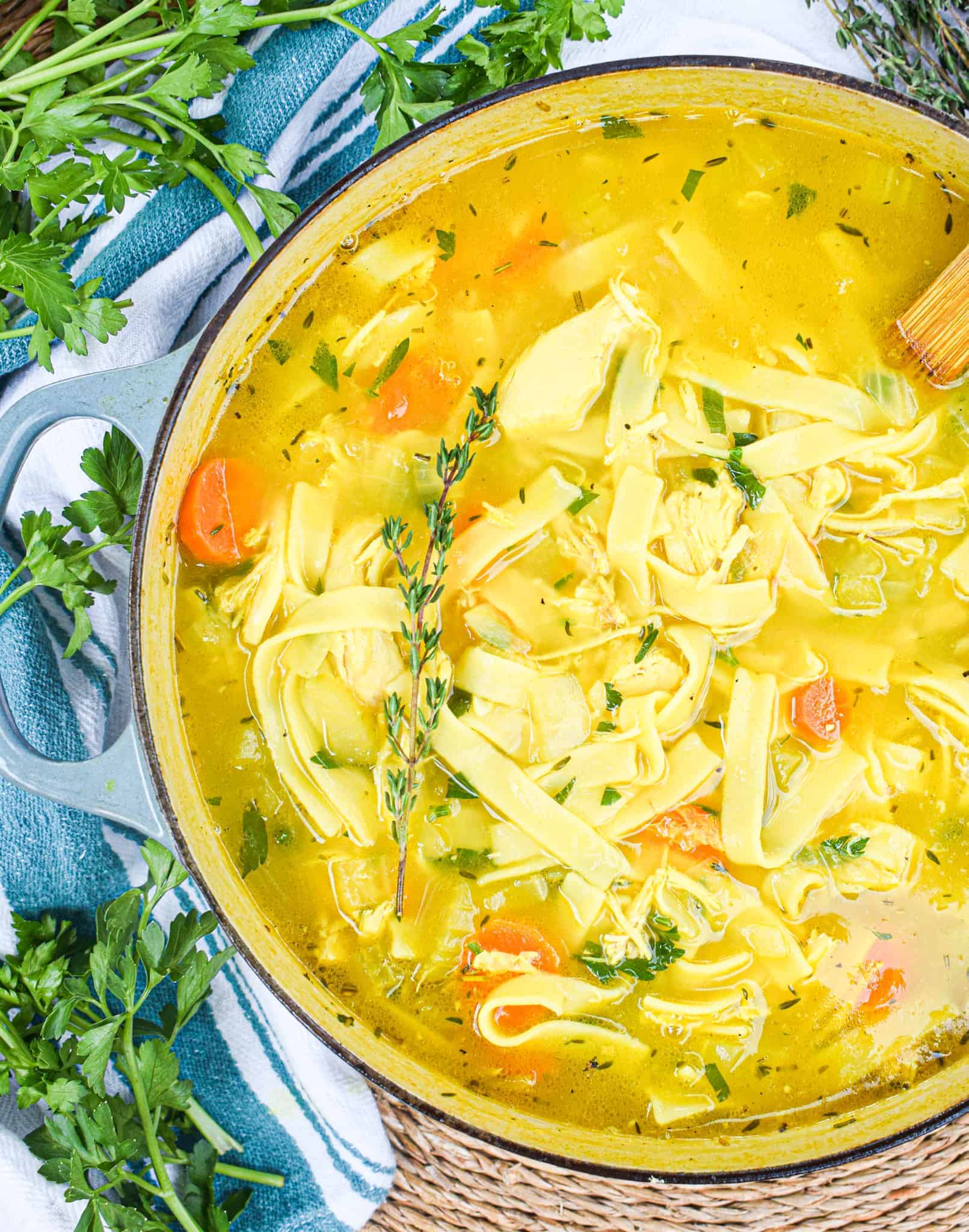 healing chicken noodle soup recipe with turmeric and lemon 