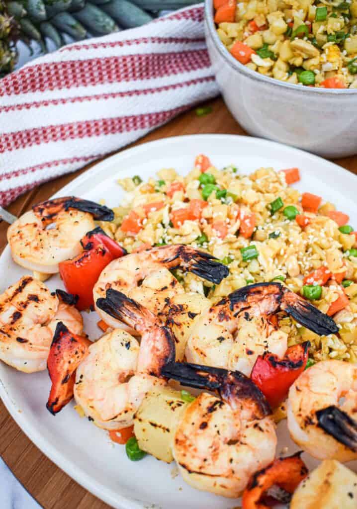 Whole30 grilled shrimp with cauliflower fried rice by the jam jar kitchen