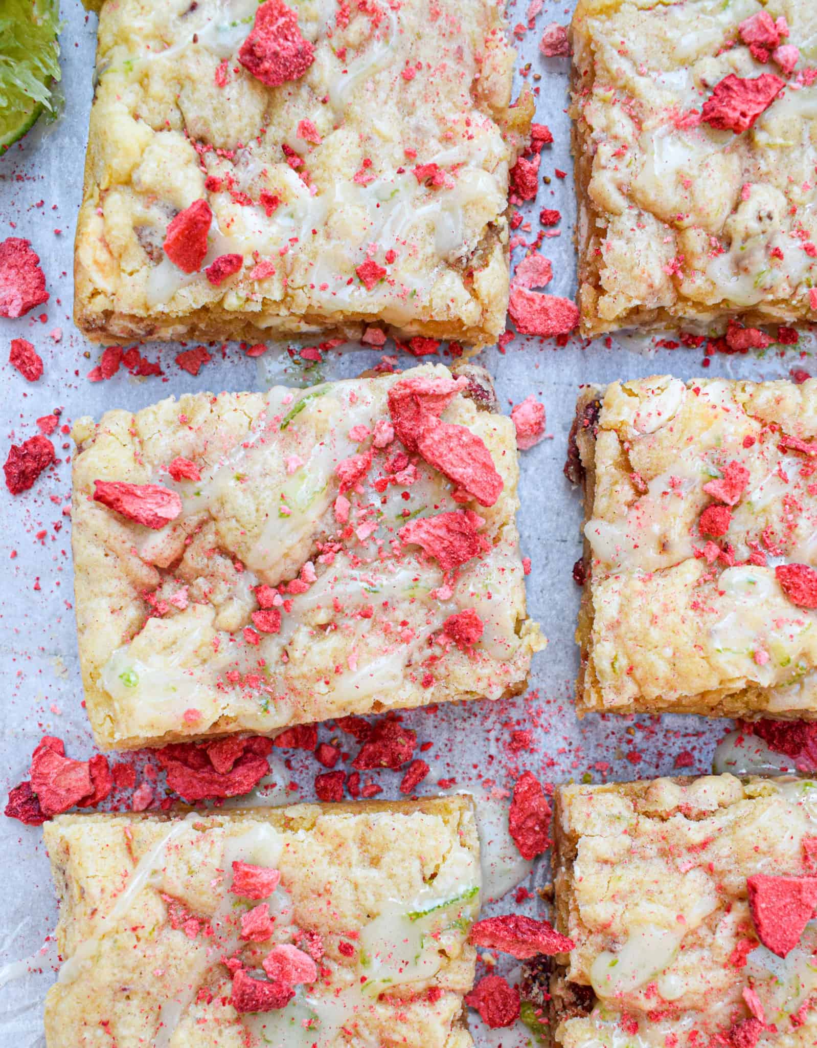 strawberry lime white chocolate blondies by The Jam Jar Kitchen 