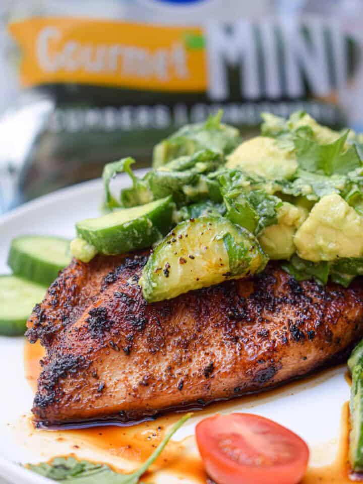 whole30 paleo chipotle lime chicken with cucumber avocado salad
