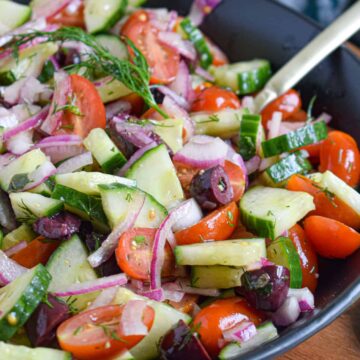 greek cucumber salad with tomatoes dill and olives
