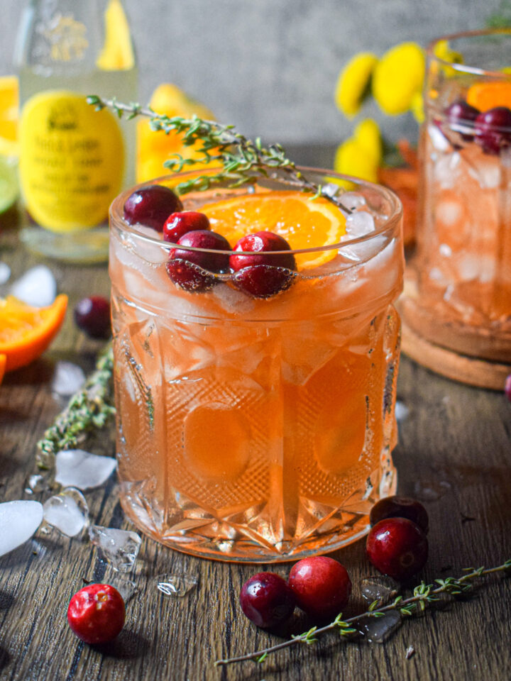 festive whiskey tonic cocktail