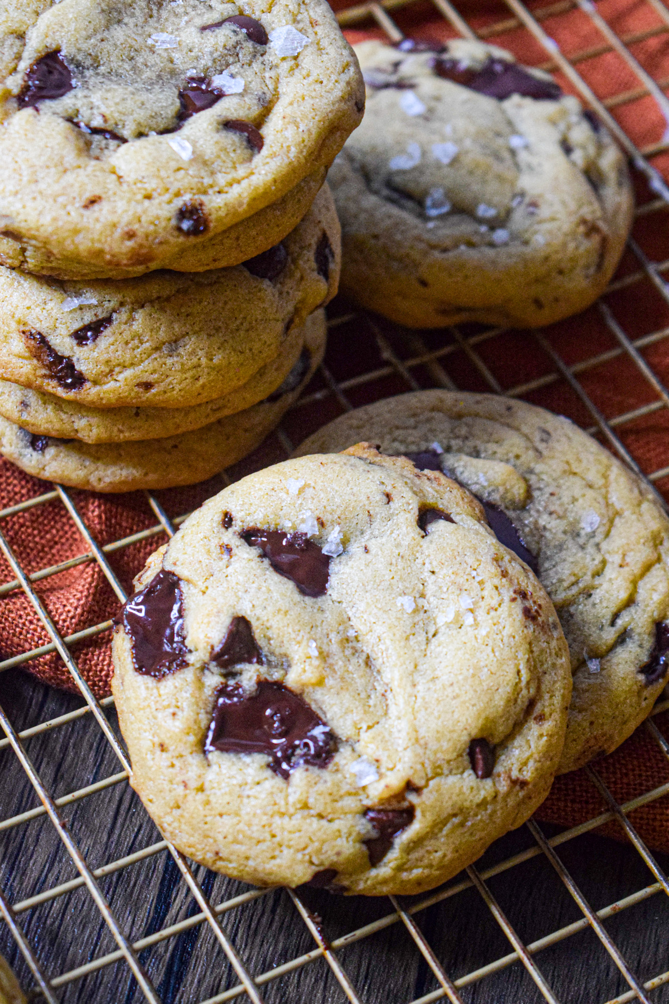 Dairy free Olive oil chocolate chip cookies with flaky sea salt 