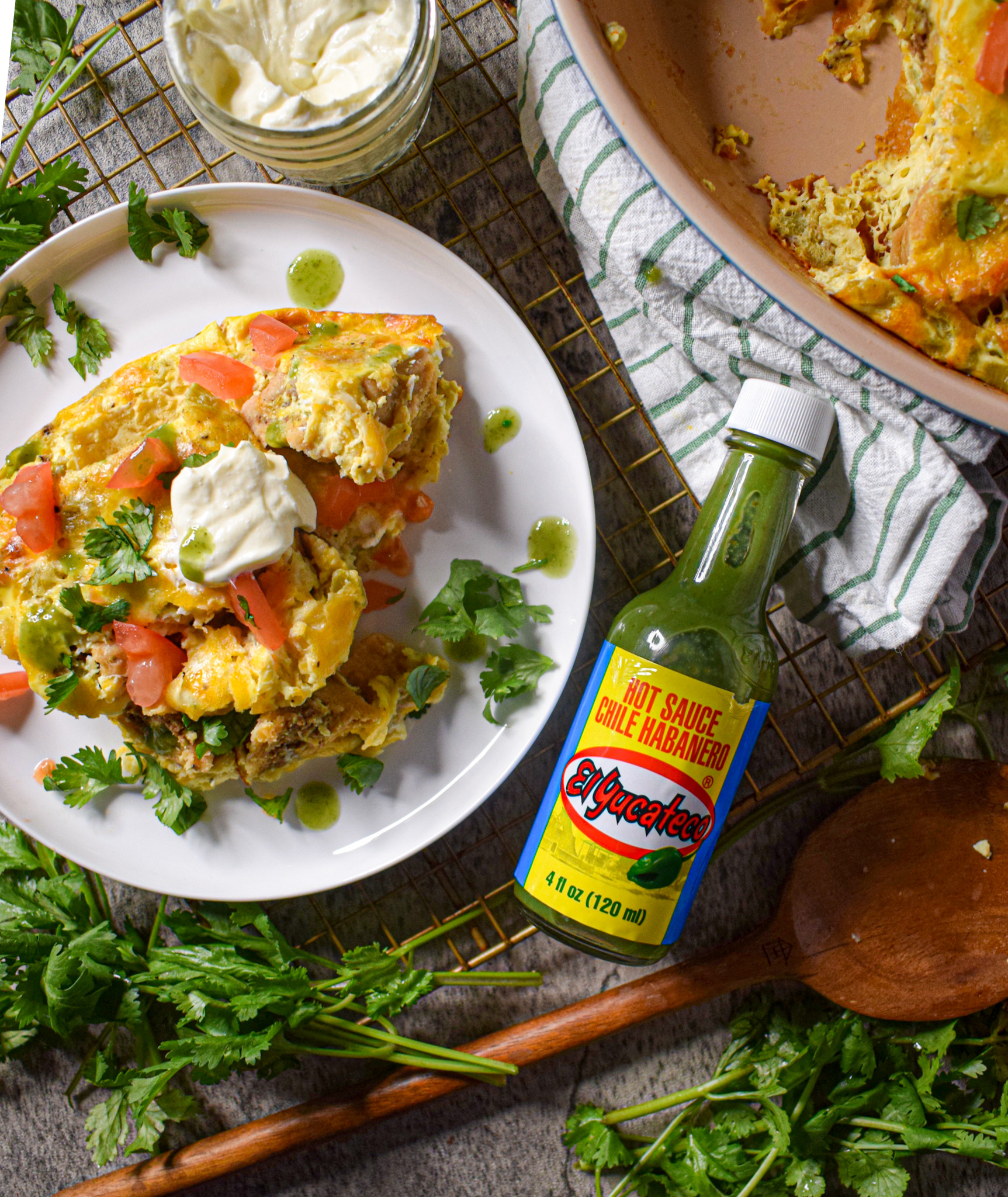 holiday breakfast recipe tamale egg bake with el yucateco hot sauce