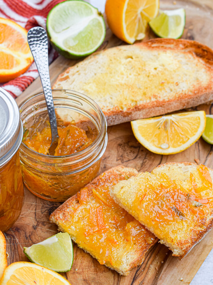 four citrus marmalade with oranges lemons and limes
