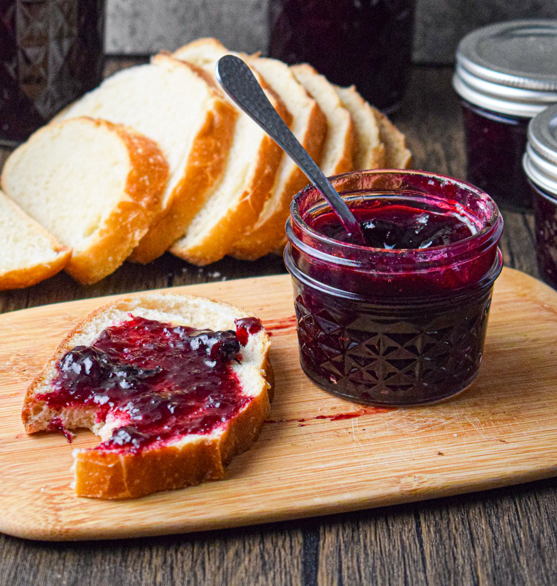 blueberry rhubarb jam on toast recipe for canning and preserving