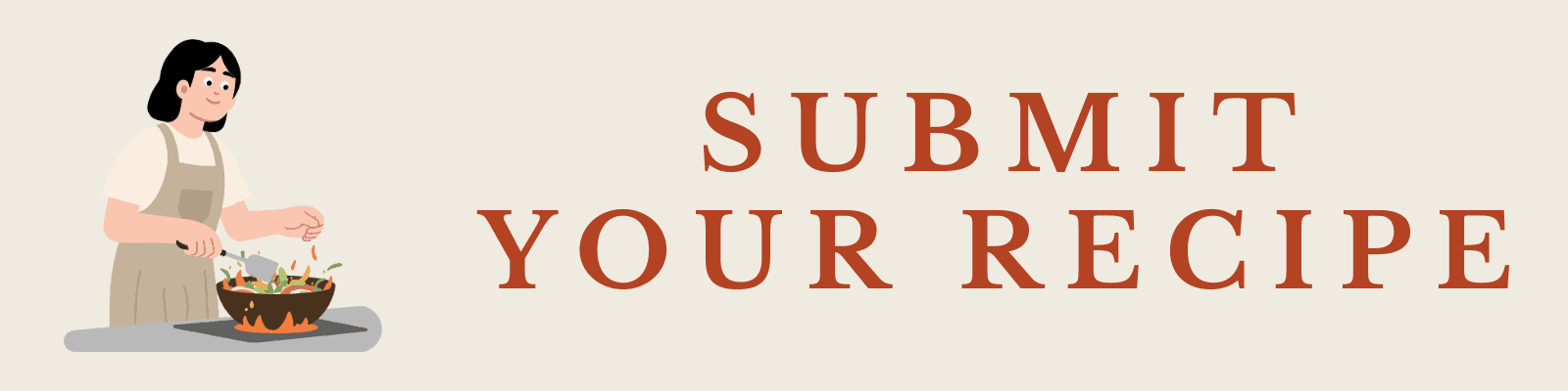 Illustration of a person cooking beside large text that reads Submit Your Recipe, set on a light background—perfect for jam jar kitchen events.